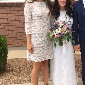 nude cream lace dress